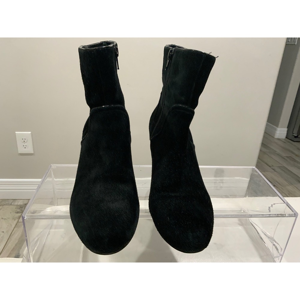 Alex Marie Black Suede Block Heel Ankle Boots Women Zip‎ Closure